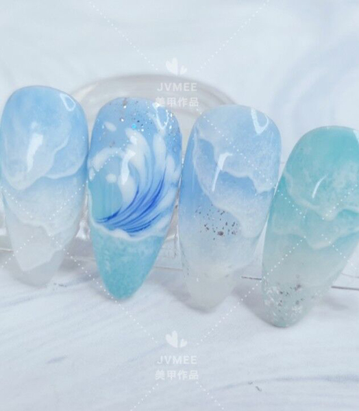 蔚藍系 海浪漸變甲作品